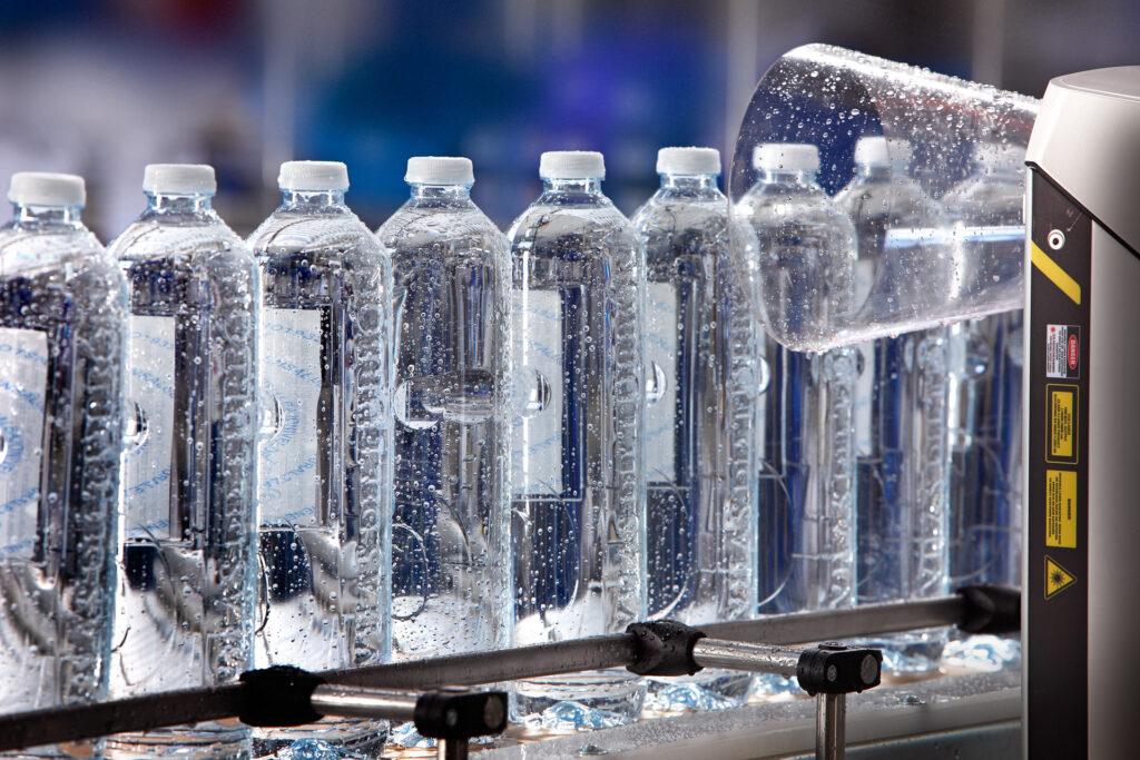 Laser coding batch and best-before information on PET drinks bottles