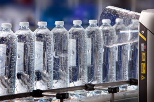 Laser coding batch and best-before information on PET drinks bottles